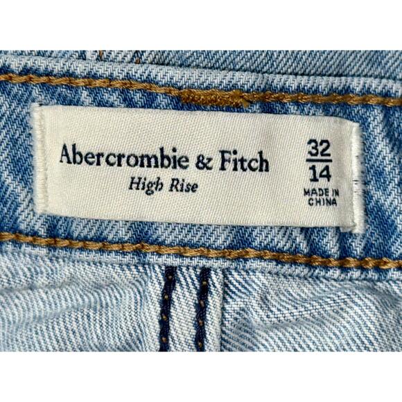 NEW Abercrombie & Fitch High Rise Blue Denim Slit Midi Skirt Womens Size 32 14 - Picture 4 of 8